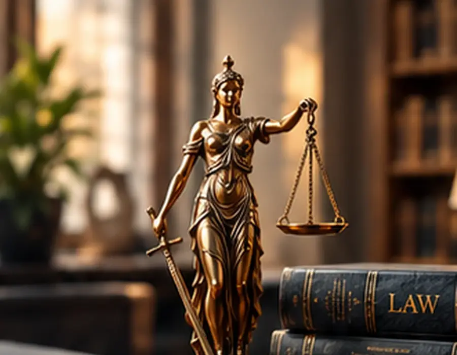 Lady Justice with law books
